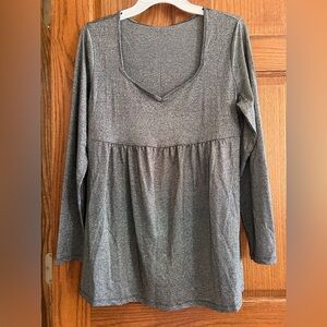 Old Navy Silver Shimmering Long Sleeve Empire Waist Women's Top Sz. M